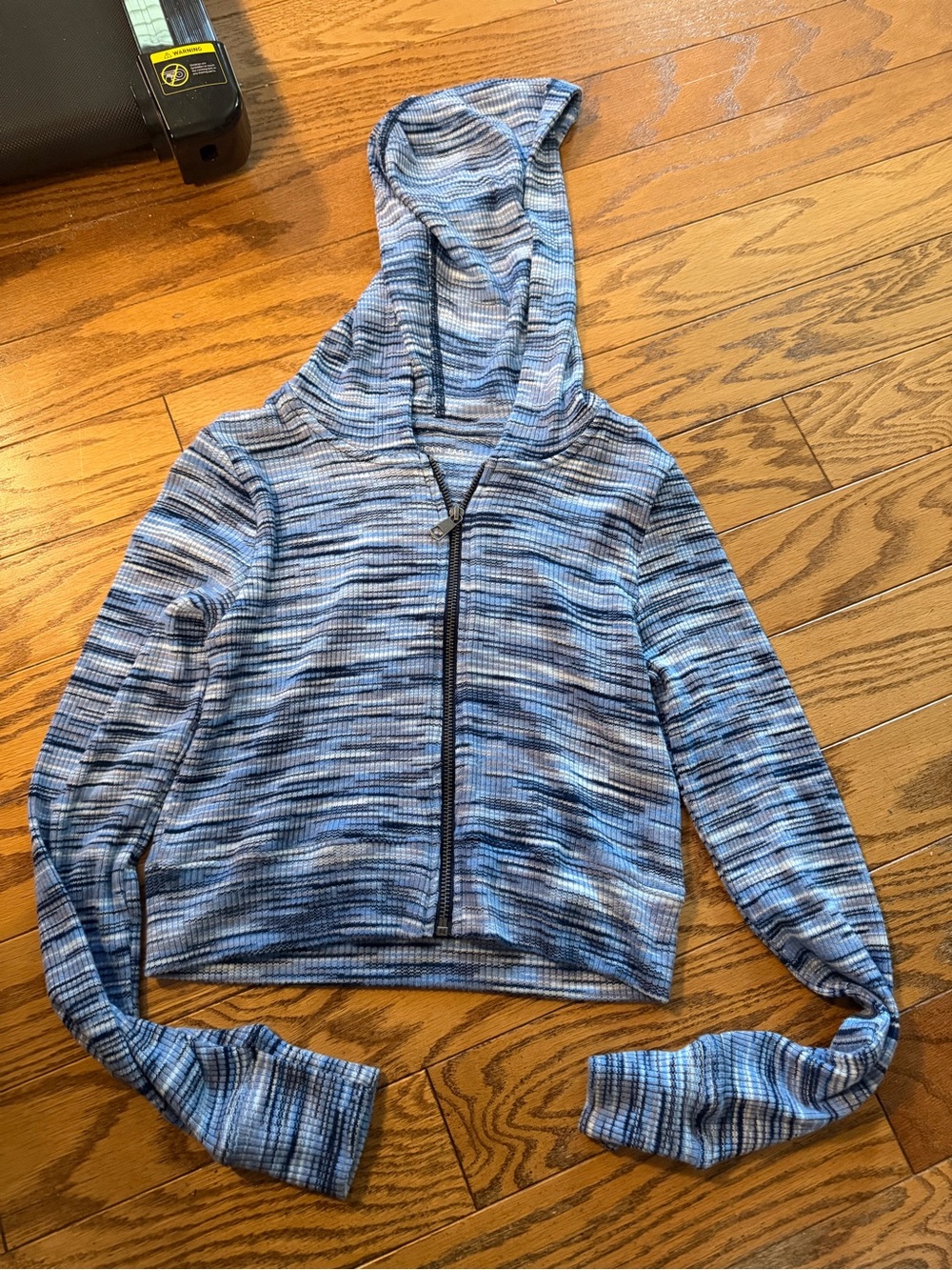 American Eagle Outfitters Blue Striped Hooded Zip-Up
